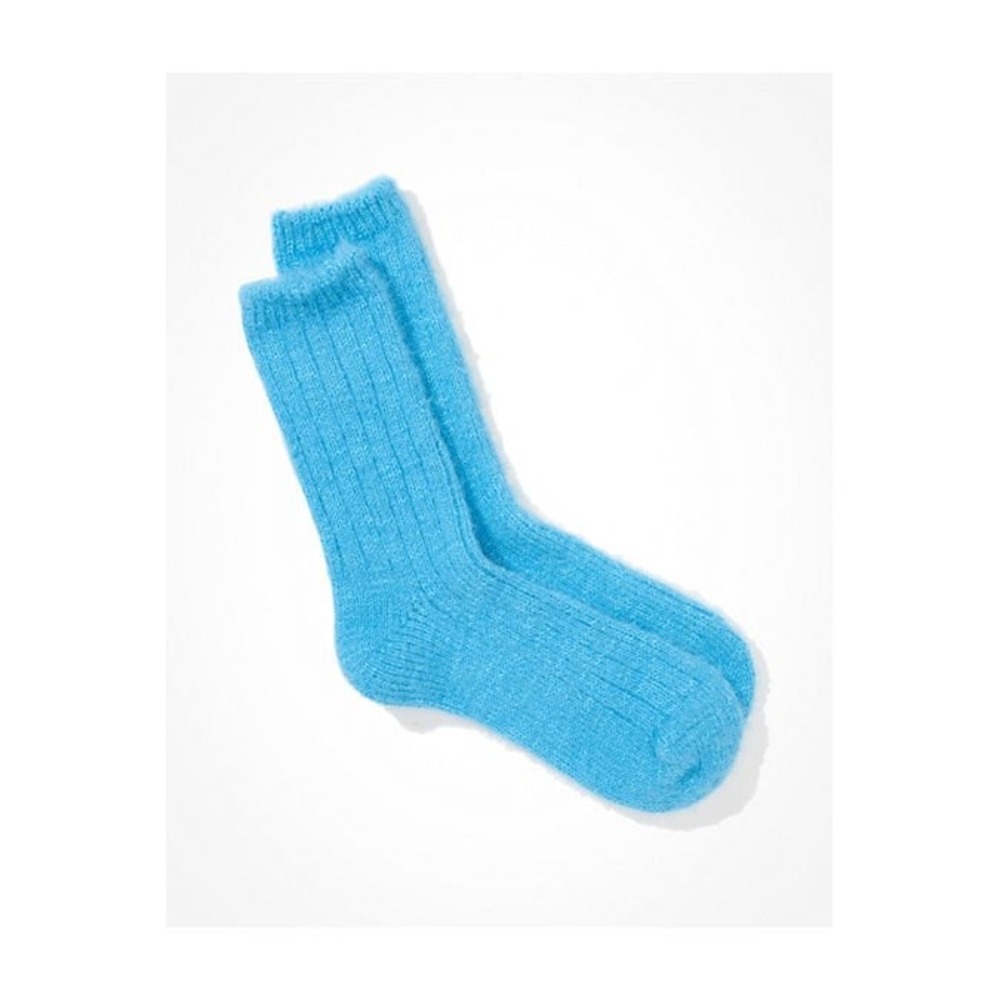 AE Shimmer Crew Socks Womens One Size Blue NWOT Ribbed Knit Sparkle